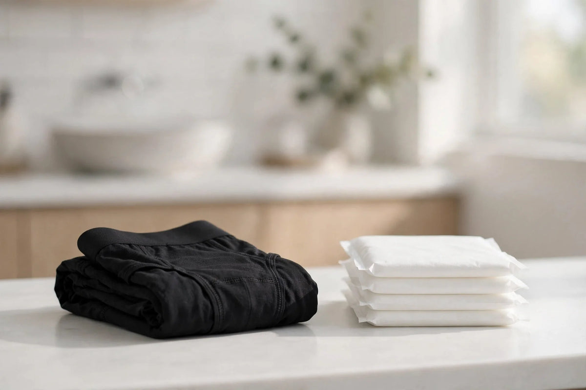 Reusable leakproof underwear compared with disposable incontinence pads
